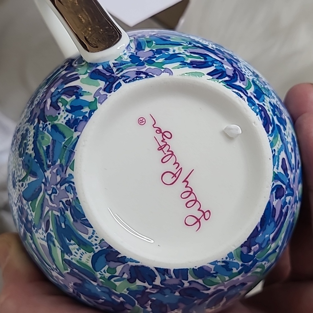 Lilly Pulitzer Mugs Set 2 Blue White Ceramic Floral Brand New Gift Anniversary - Picture 8 of 8